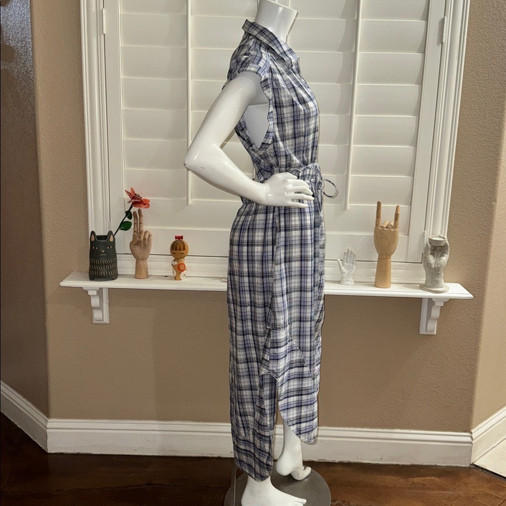 Pilcro Tie-Front Tunic Top Dress Blue Motif - Picture 6 of 15